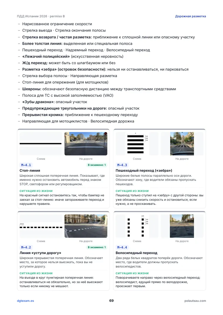 Разметка со схемой и видом с дороги