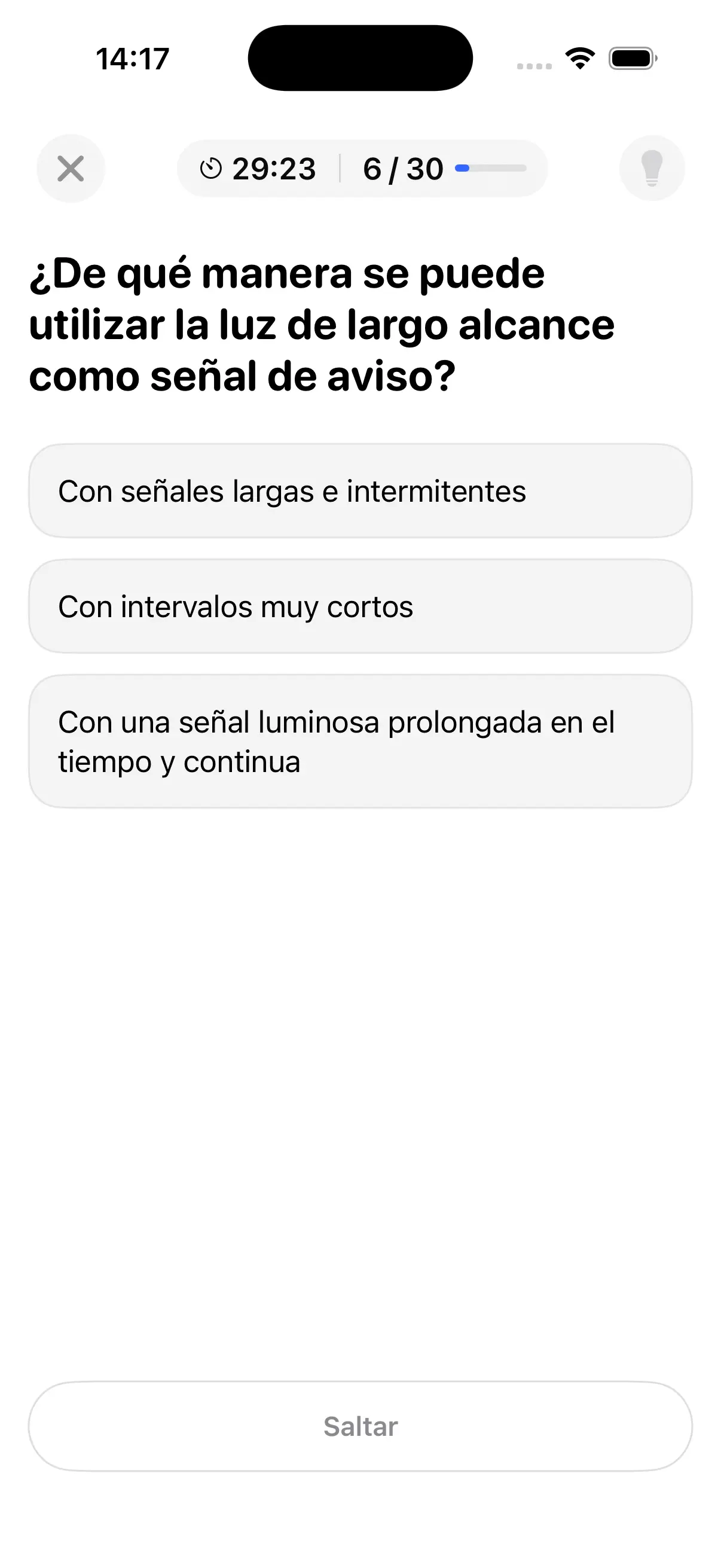 My DGT Test - Questions Screen